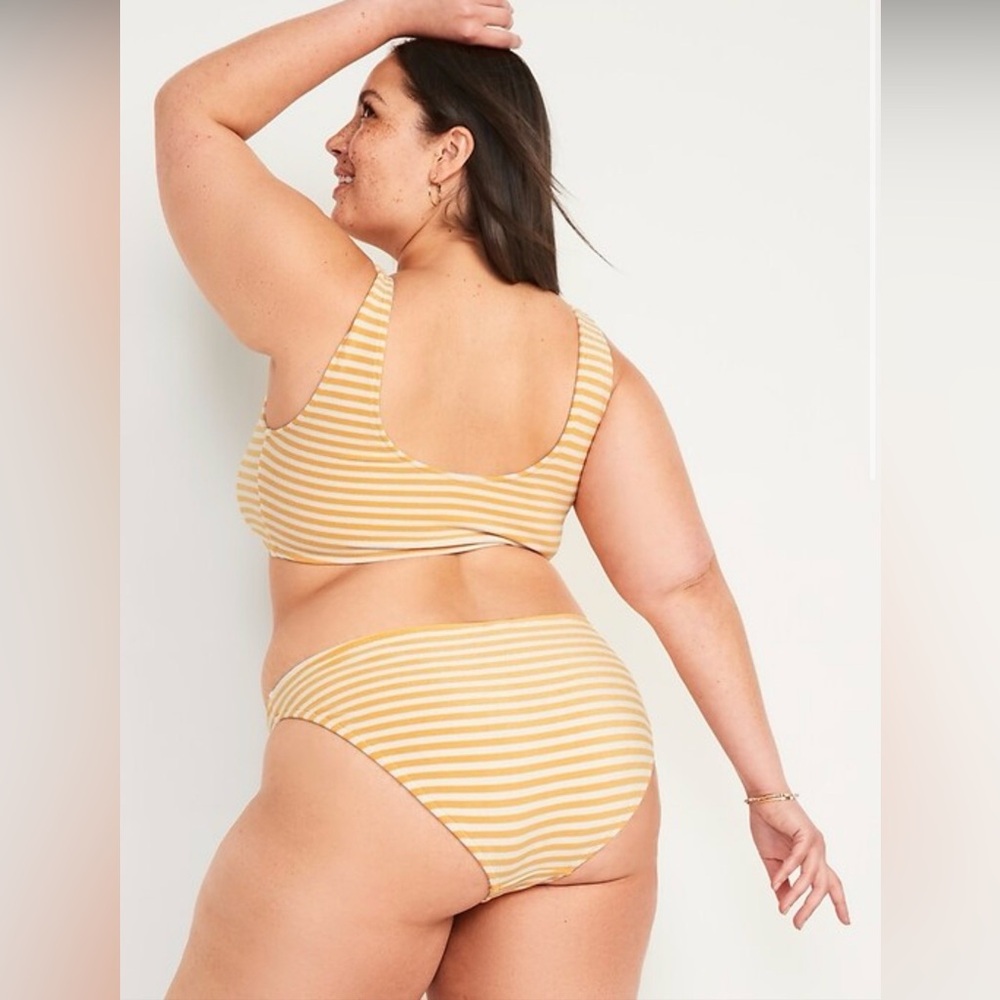 Old Navy Terry Striped Scoop Bikini Set 4x NWT